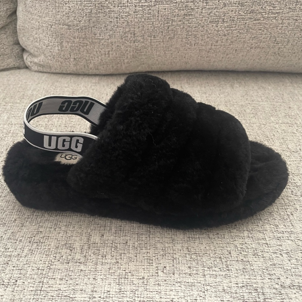 UGG Fluff Yeah Black Size 10 - Picture 4 of 5